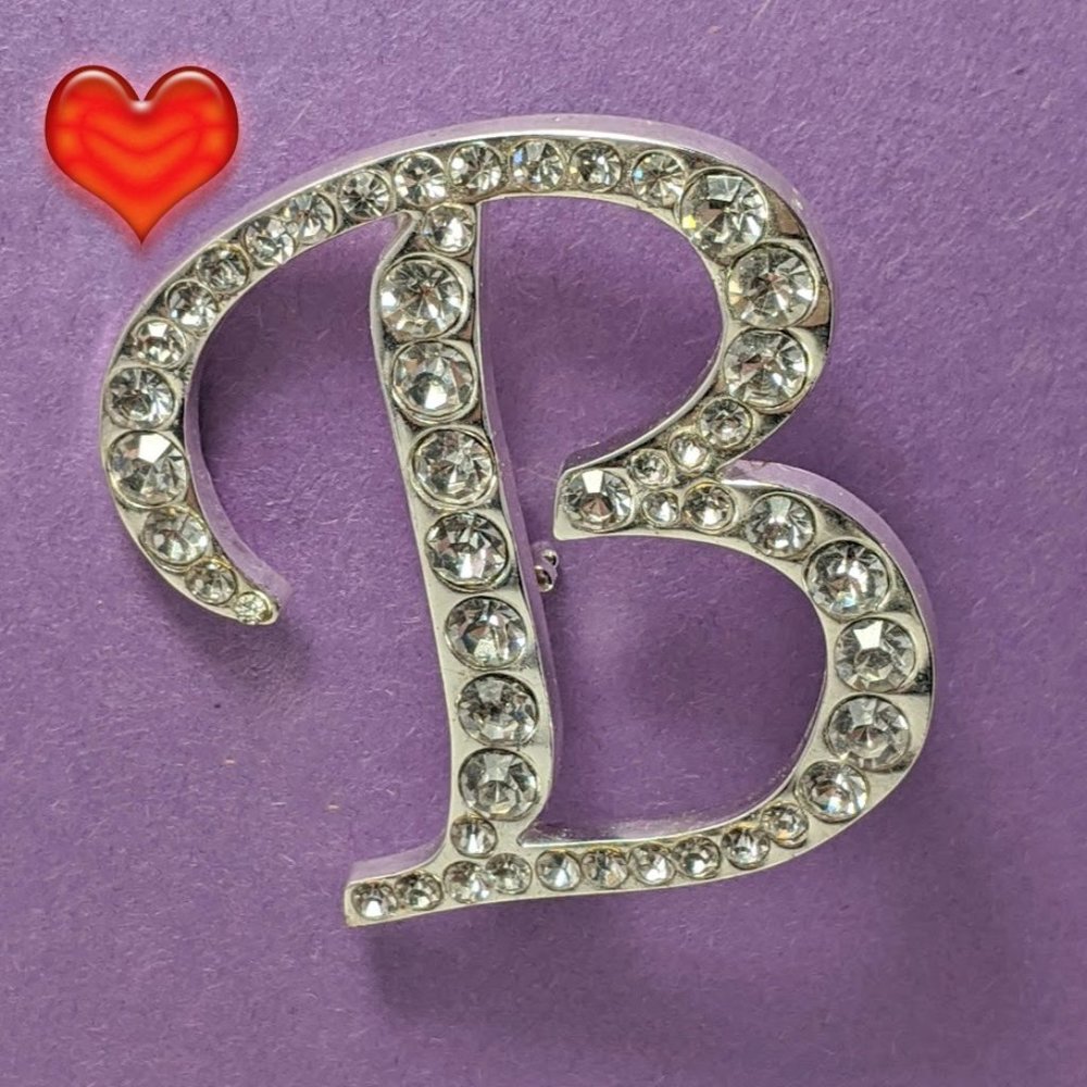 3 For 20 Big Bling Rhinestone ABC's Initial B Brooch Pin